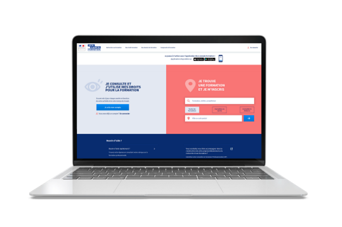 Ordinateur portable – Écran du site Mon Compte Formation